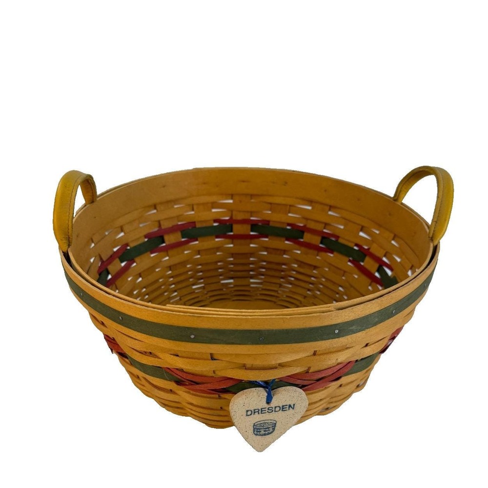 1999 Longaberger Holiday Hostess Pinecone Basket w/Tie-on 13"RD x 6.25"H
